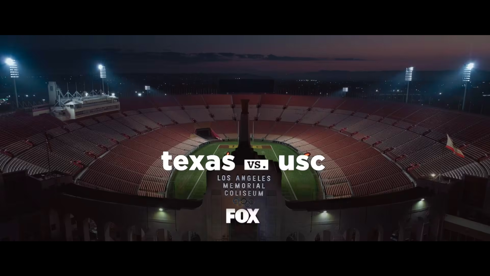 Commercial promotion for Fox Sports featuring the USC vs. Texas matchup.
